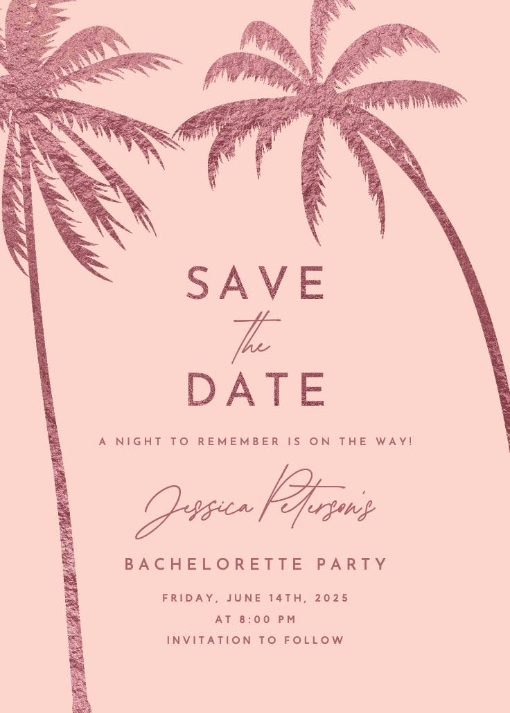 Palm trees -  invitación para despedida de soltera